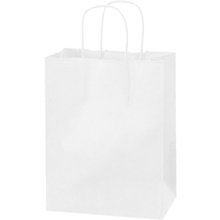 8 x 4 1/2 x 10 1/4" White Paper Shopping Bags