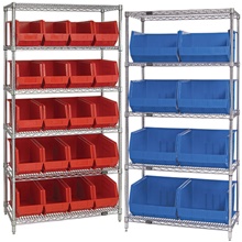 Wire Shelves with Bins