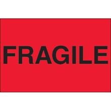 2 x 3" - "Fragile" (Fluorescent Red) Labels