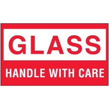 3 x 5" - "Glass - Handle With Care" Labels