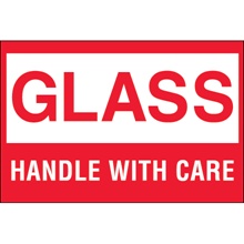 2 x 3" - "Glass - Handle With Care" Labels