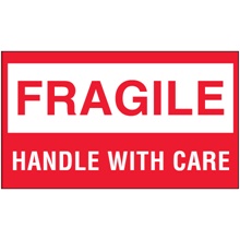 3 x 5" - "Fragile - Handle With Care" Labels