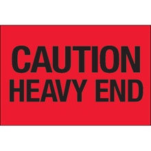 2 x 3" - "Caution - Heavy End" (Fluorescent Red) Labels