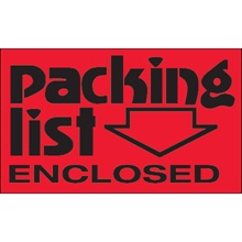 3 x 5" - "Packing List Enclosed" (Fluorescent Red) Labels