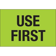 2 x 3" - "Use First" (Fluorescent Green) Labels