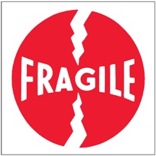 4 x 4" - "Fragile" Labels