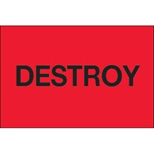 2 x 3" - "Destroy" (Fluorescent Red) Labels