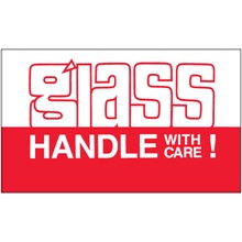 3 x 5" - "Glass - Handle With Care" Labels