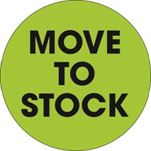 2" Circle - "Move To Stock" Fluorescent Green Labels