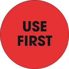 2" Circle - "Use First" Fluorescent Red Labels