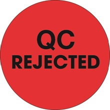 2" Circle - "QC Rejected" Fluorescent Red Labels