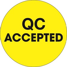 2" Circle - "QC Accepted" Fluorescent Yellow Labels