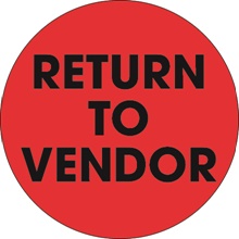2" Circle - "Return To Vendor" Fluorescent Red Labels