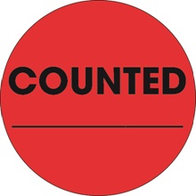 2" Circle - "Counted ___" Fluorescent Red Labels