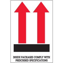 4 x 6" - "Inside Packages Comply..." Arrow Labels