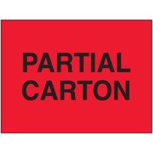 3 x 5" - "Partial Carton" (Fluorescent Red) Labels