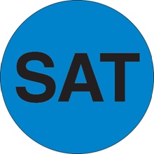 2" Circle - "SAT" (Blue) Days of the Week Labels