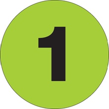 3" Circle - "1" (Fluorescent Green) Number Labels