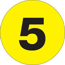 3" Circle - "5" (Fluorescent Yellow) Number Labels