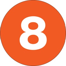 3" Circle - "8" (Orange) Number Labels