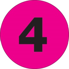 2" Circle - "4" (Fluorescent Pink) Number Labels