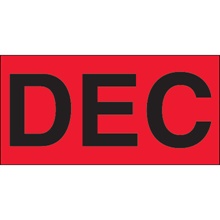 3 x 6" - "DEC" (Fluorescent Red) Months of the Year Labels