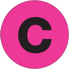 2" Circle - "C" (Fluorescent Pink) Letter Labels
