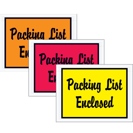 "Packing List Enclosed" (Full Face-Script) Envelopes