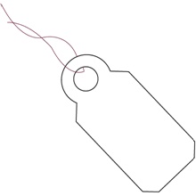 3/8 x 13/16"  White Merchandise Tags - Pre-Strung Magenta String