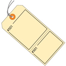 4 3/4 x 2 3/8" Manila Claim Tags Consecutively Numbered - Pre-Strung
