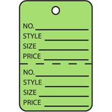 1 1/4 x 1 7/8" Green Perforated Garment Tags