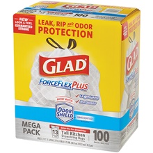 Glad® ForceFlex® Trash Bags - 13 Gallon, White