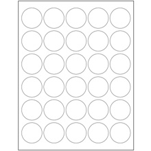 1 1/2" White Circle Laser Labels