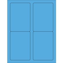 3 1/2 x 5" Fluorescent Blue Rectangle Laser Labels