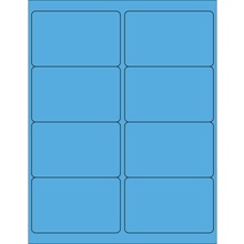 4 x 2 1/2" Fluorescent Blue Rectangle Laser Labels