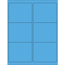 4 x 3 1/3" Fluorescent Blue Rectangle Laser Labels