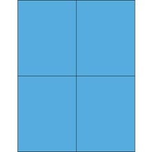 4 1/4 x 5 1/2" Fluorescent Blue Rectangle Laser Labels