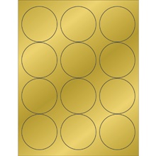 2 1/2" Gold Foil Circle Laser Labels