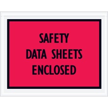 7 x 5 1/2" Red "Safety Data Sheets Enclosed" Envelopes