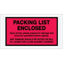 5 1/2 x 10" Red "Packing List Enclosed" Envelopes