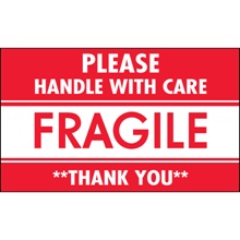 3 x 5" - "Fragile - Handle With Care" Labels