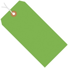 3 3/4 x 1 7/8" Fluorescent Green 13 Pt. Shipping Tags - Pre-Strung