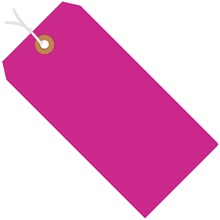 4 1/4 x 2 1/8" Fluorescent Pink 13 Pt. Shipping Tags - Pre-Strung