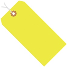 5 1/4 x 2 5/8" Fluorescent Yellow 13 Pt. Shipping Tags - Pre-Strung